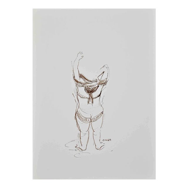 Roberto Cuccaro, Woman Dressing Up 1, Original Drawing, 2000s For Sale