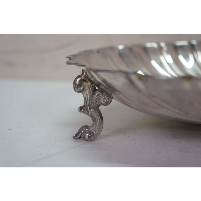Silver Vintage Silver Plated Seafood Scallop Shrimp Clam Shell Cocktail Serving Platter For Sale - Image 8 of 15
