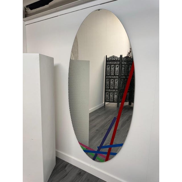 Large Oval Mirror attributed to Piero Dorazio, 1978 For Sale - Image 3 of 8