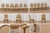 Elegant set of six French Provincial dining chairs featuring a beautifully weathered washed oak finish and neutral beige...