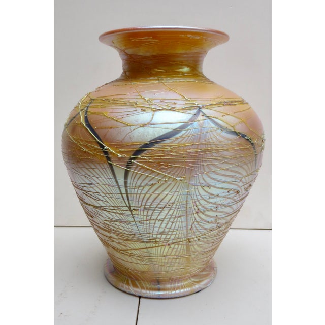 Art Nouveau Durand Pulled Feather Iridescent Art Glass For Sale - Image 3 of 13