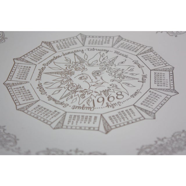 1968 Porcelain Collector's Plate With Hand-Painted Calendar / Decoration For Sale - Image 4 of 9