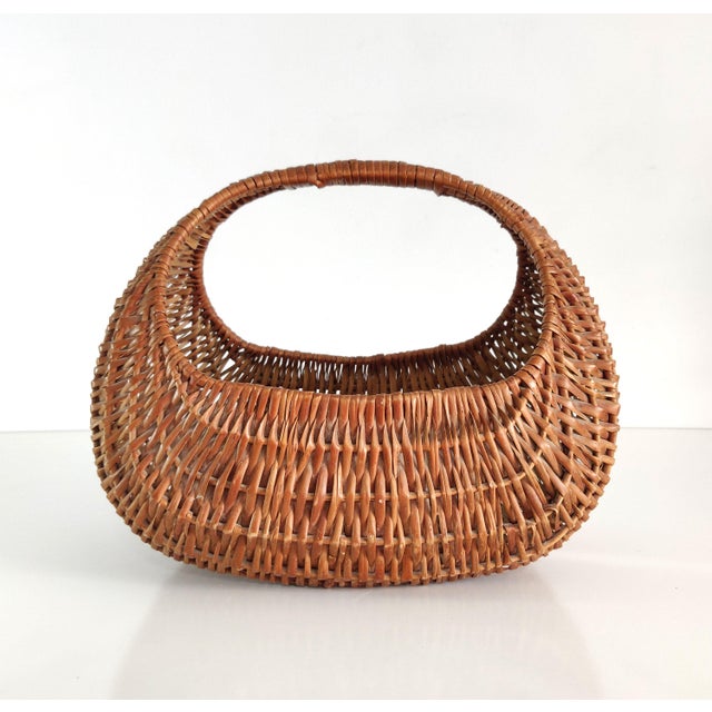 20th Century Rustic Hand Woven Gondola Basket Chairish