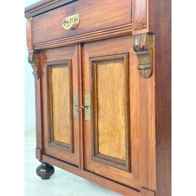 Antique Gründerzeit Walnut Veneer and Brass Fittings Vertiko Chest of Drawers, 1900 For Sale - Image 8 of 11