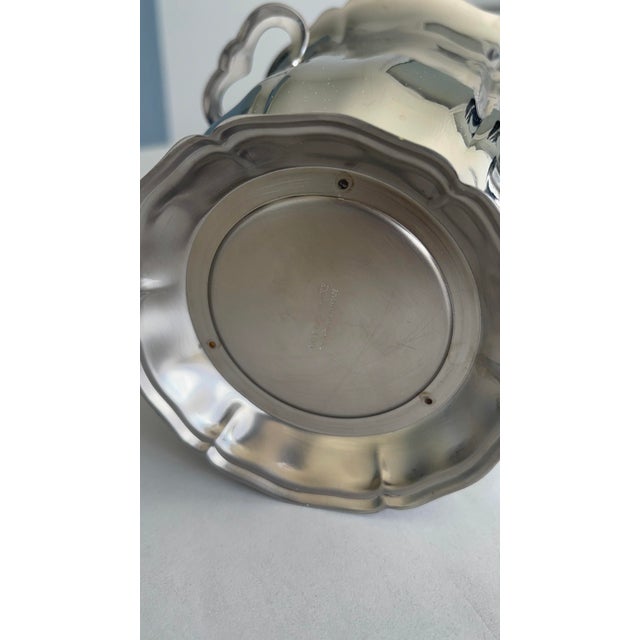 Vintage Stainless Steel Ice Bucket with Ice Cube Tray and Silver Metal Handles by Guy Degrenne, 1970s For Sale - Image 6 of 8