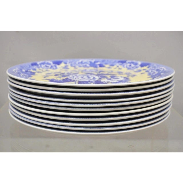 Blue Mid 20th Century Spode 13" Garden Collection Flowers Poppy Blue Yellow Platter Dinner Plate, Each For Sale - Image 8 of 9