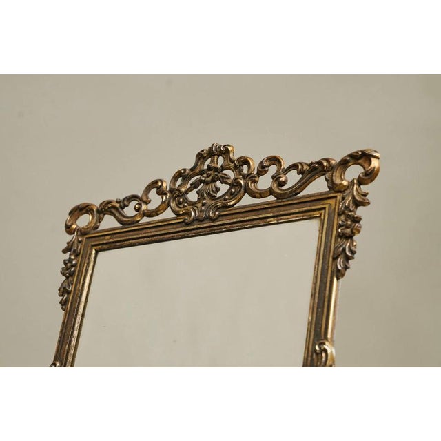 Mid-20th Century Italian Ornate Table Mirror in Patinated Silver-Plated Brass, 1940s For Sale - Image 3 of 12