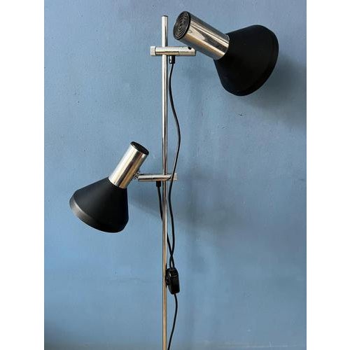 Vintage Black Floor Lamp with Two Aluminum Spots For Sale - Image 9 of 13
