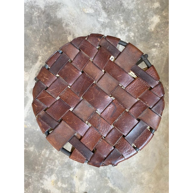 Brown Organic Modern Iron & Leather Stool by Lila Swift & Donald Monell For Sale - Image 8 of 11