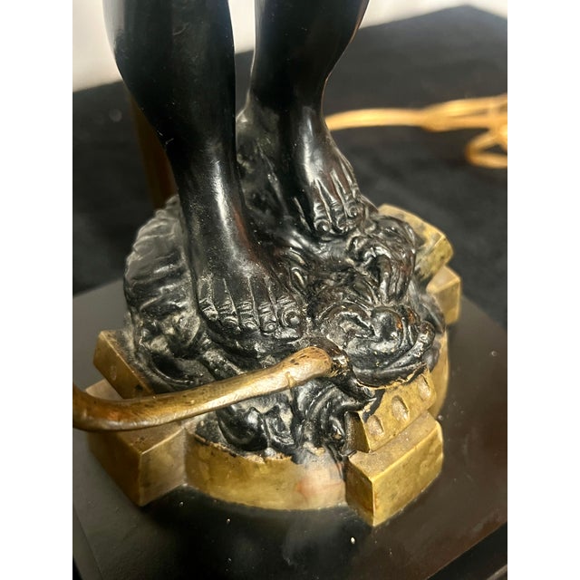 Mid 20th Century Maitland-Smith Egyptian Style Figural Sculpture Bronze Lamp For Sale - Image 9 of 17