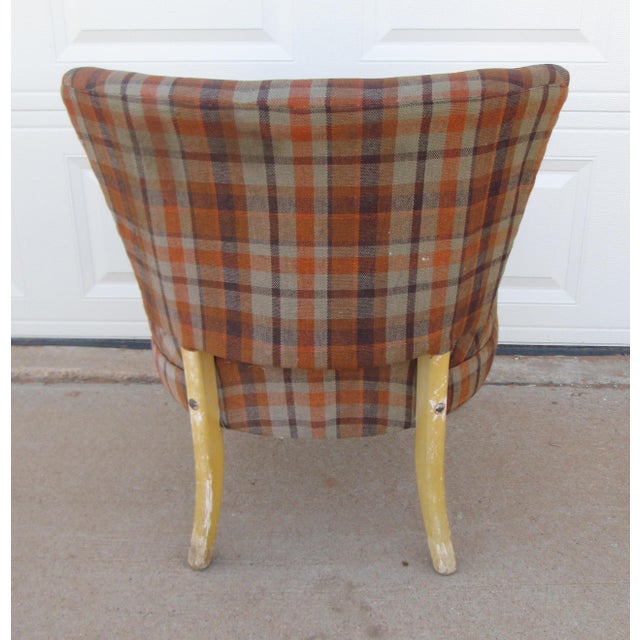 Cocktail Side Chair Mid Century Modern Plaid For Sale - Image 4 of 13