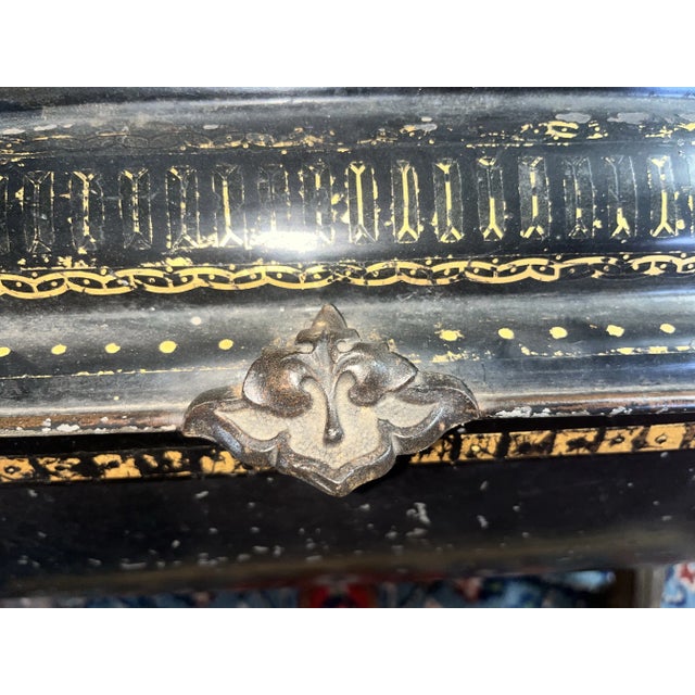 Antique Hand Painted German Firewood Holder Coal Scuttle For Sale In Los Angeles - Image 6 of 12