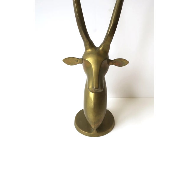 Brass Gazelle Antelope Animal Sculpture Decorative Object, Tall For Sale - Image 11 of 13