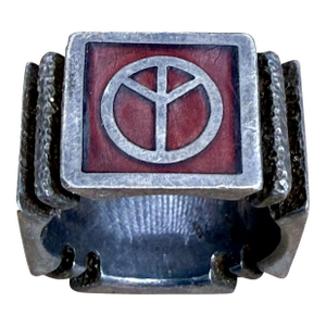 1970 Brutalist Peace Ring Sterling Silver 4-Sided Design
