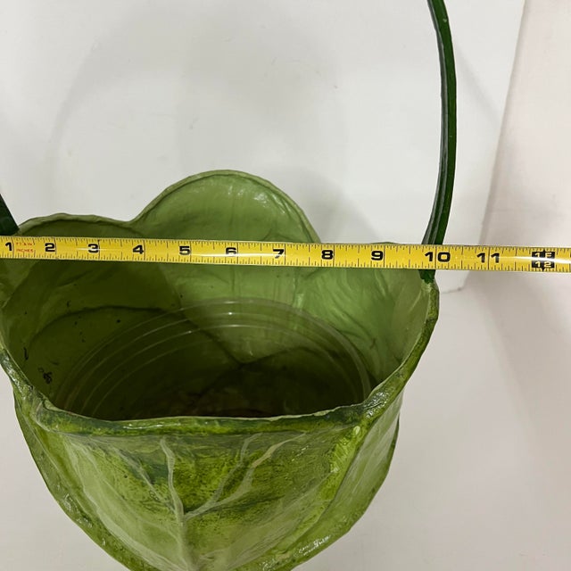 Vintage Handcrafted Cottage Core Paper Mache Cabbage Cachepot For Sale - Image 9 of 10