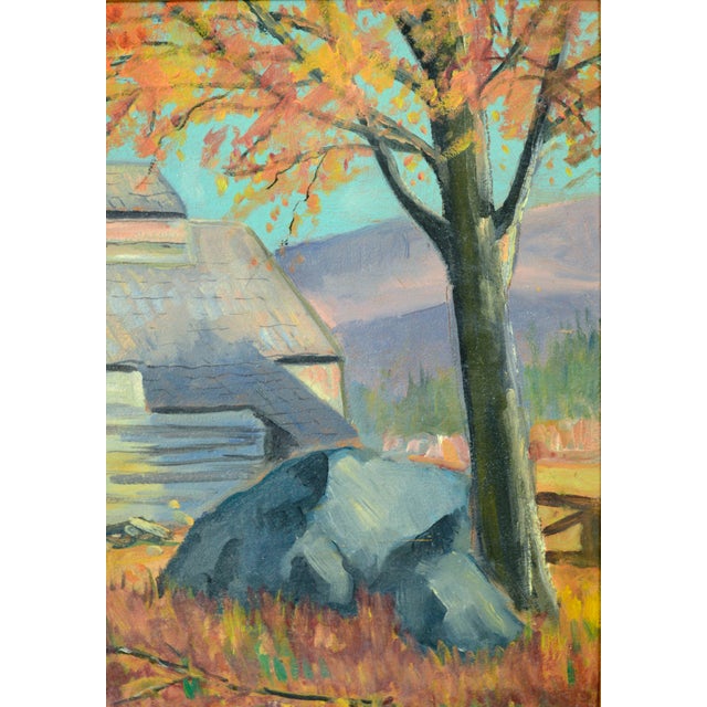 1920s Farmhouse in Autumn, Early 20th Century Landscape by Florence Helena McGillivray For Sale - Image 5 of 8