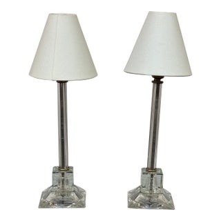 Contemporary Column Table Lamps, Pair For Sale