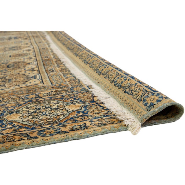 Persian Tan Antique Persian Kerman Wool Rug With Allover Pattern For Sale - Image 3 of 10