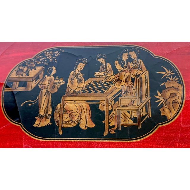 Exceptional Chinese Lacquered Travel Chess Set Lacquered Board & Court Figures For Sale - Image 10 of 18