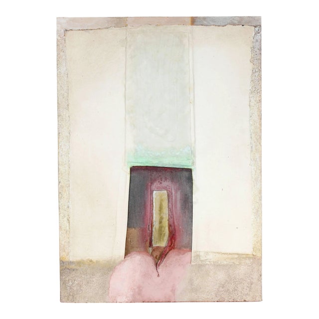 Hugh Wiley Mixed Media Abstract Painting on Wood, 1984 1984 For Sale
