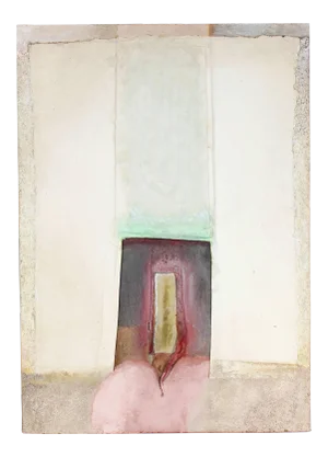 Hugh Wiley Mixed Media Abstract Painting on Wood, 1984 1984