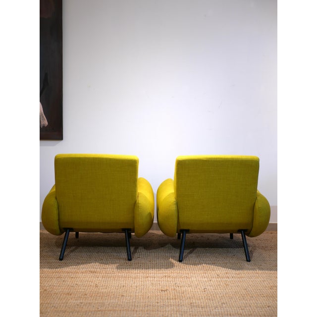 Textile Low Mid-Century Style Yellow Armchairs, 2000s, Set of 2 For Sale - Image 7 of 11