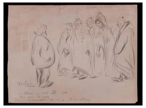 Elie Anatole Pavil, Visite a Lelysée, Original Drawing, Early 20th-Century