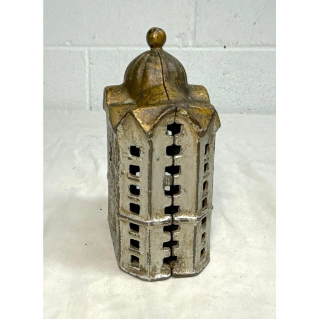 Gray Antique a.c. Williams Cast Iron Domed Coin Still Bank Made in 1900-20 Nice Paint For Sale - Image 8 of 9