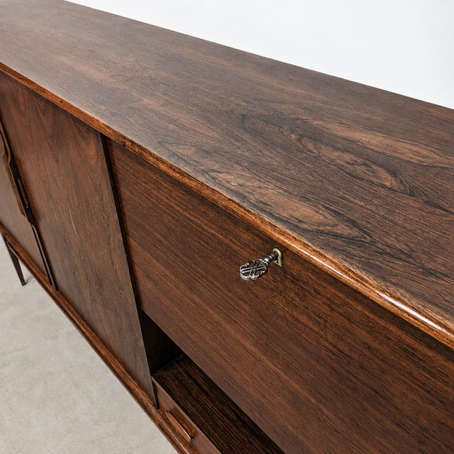 Wood Vintage Danish Highboard with Bar Compartment, 1960s For Sale - Image 7 of 9