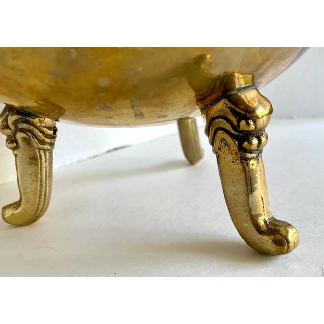 Brass Vintage Asian Brass Incense Burner With Dragon Etchings For Sale - Image 8 of 13