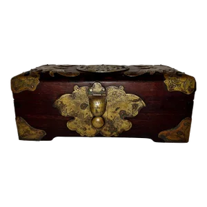 19th Century Chinese Rosewood Box With Copper Mounts