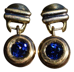 The Dixmonts: Ladies 14K Yellow Gold Dangler Earrings set with Tanzanite, 2 Pieces