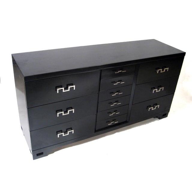 Mid-Century Black Laquered Sideboard Dresser For Sale In New York - Image 6 of 6
