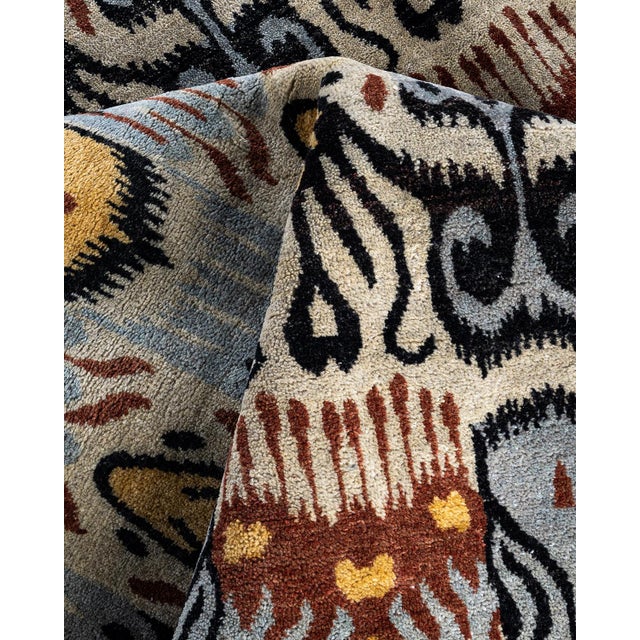 Textile Ikat, One-of-a-Kind Hand-Knotted Area Rug - Beige, 8' 2" x 10' 1" For Sale - Image 7 of 8