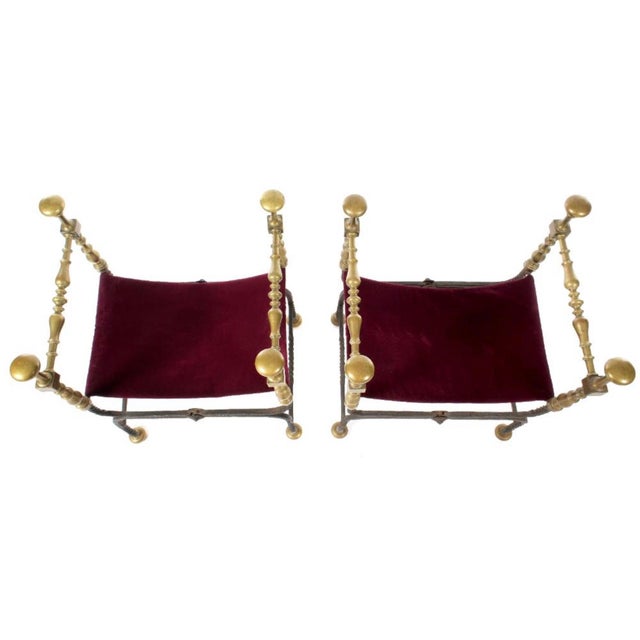 Spanish Bronze & Wrought Iron Savonarola Chairs a Pair For Sale - Image 11 of 15