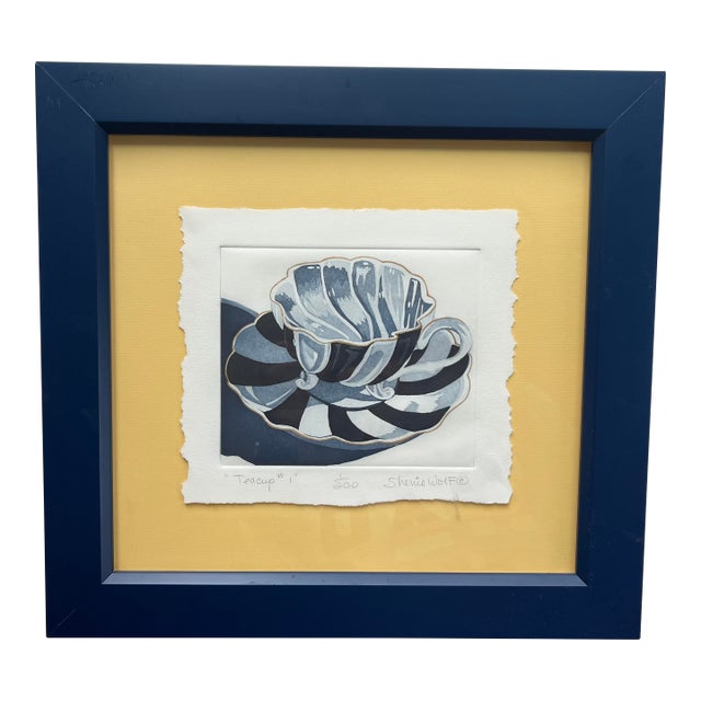 Limited Edition Blue and Gold Teacup Print For Sale