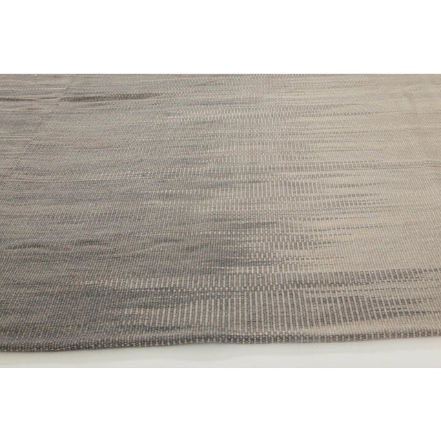 Textile Contemporary Muted Silver, Blue Flat-Weave Wool Rug by Doris Leslie Blau For Sale - Image 7 of 7