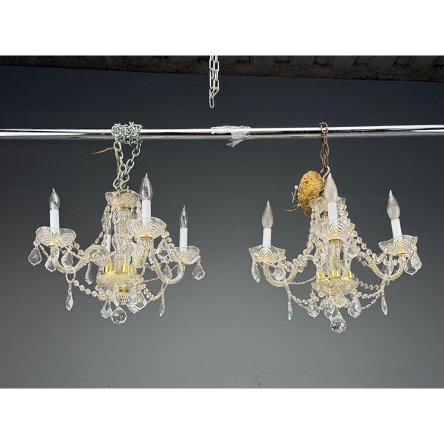 1960s Maria Theresa Style, Venetian Chandeliers, Crystal, Brass - a Pair For Sale - Image 4 of 18