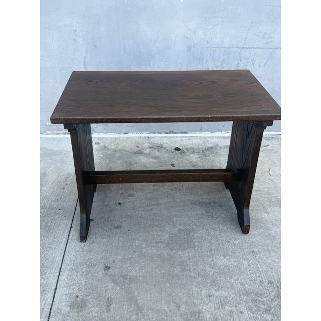 Early L & Jg Stickley Attributed Trestle Tabke Unsigned with original finish unrestored sold as found but usable as is....
