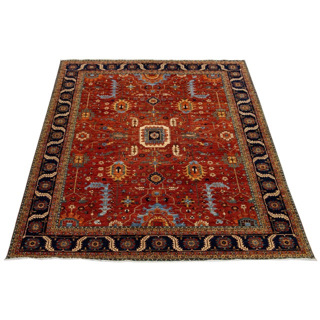 Modern Room Sized Modern Serapi-Style Wool Rug in Rust- Red With Allover Floral Design For Sale - Image 3 of 9