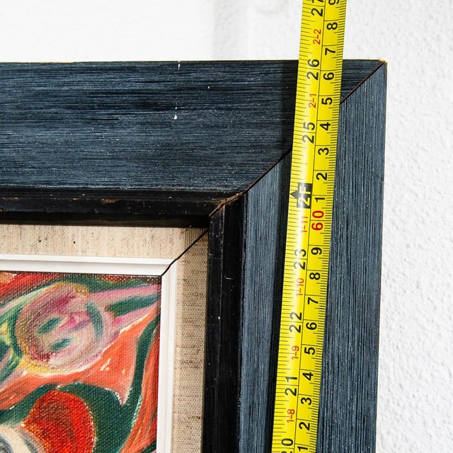 Mid Century Modern Art Original Abstract Expressionism Multi-Color Canvas Framed For Sale - Image 11 of 11