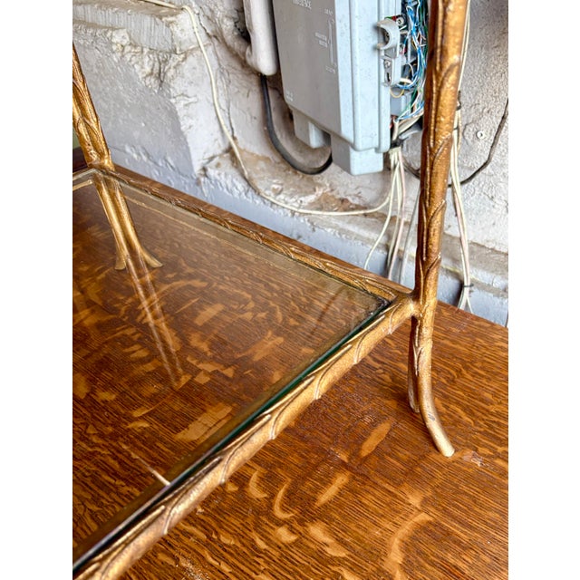 Metal 70’s Gilt Painted Hollywood Regency Two Tier Side Table For Sale - Image 7 of 11