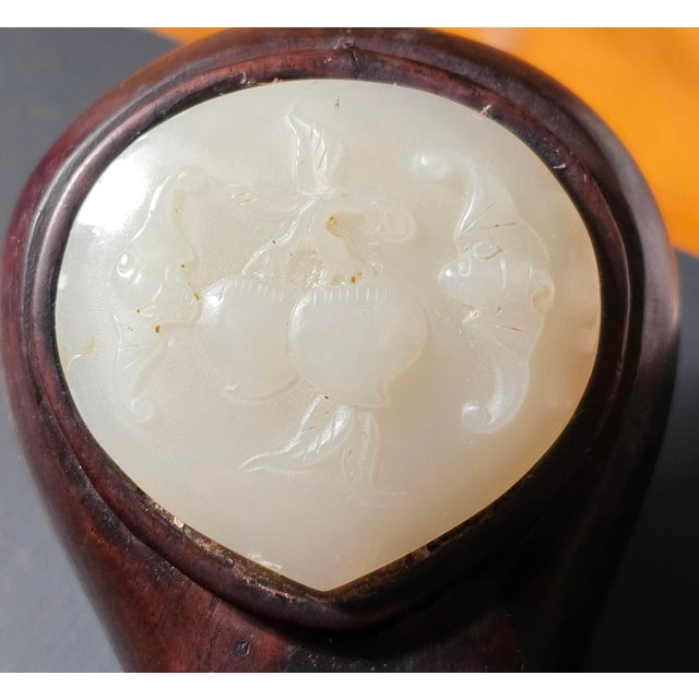 White Large Antique Chinese White Jade Ruyi Scepter, Carved Wood For Sale - Image 8 of 11