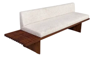Italian Wood Fabric Bench Tokyo attributed to Charlotte Perriand for Cassina, 1960s