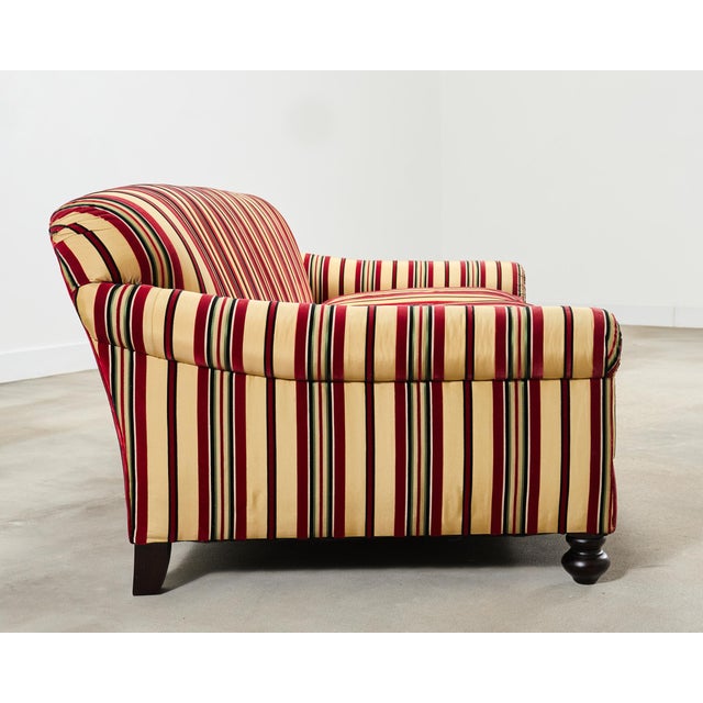 Wood Ralph Lauren Home "Bel Air" Striped Velvet Sofa 8 Ft Usa 2008 For Sale - Image 7 of 18
