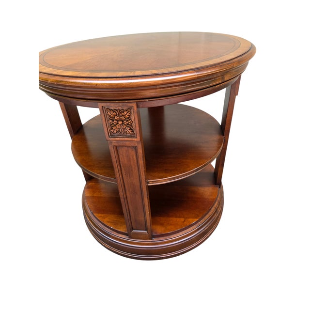 1990s 1990s Ethan Allen Newport Banded Round Drum Lamp End Table Pedestal Side For Sale - Image 5 of 15