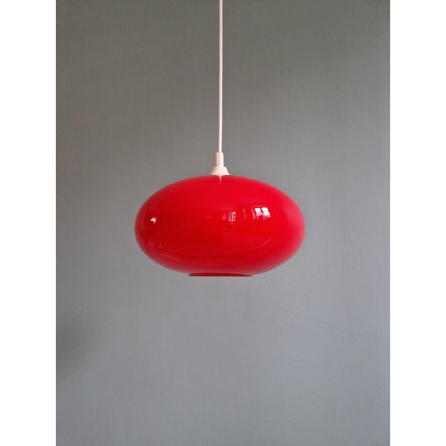 Vintage Red Opaline Glass Pendant Light, 1960s For Sale - Image 3 of 11