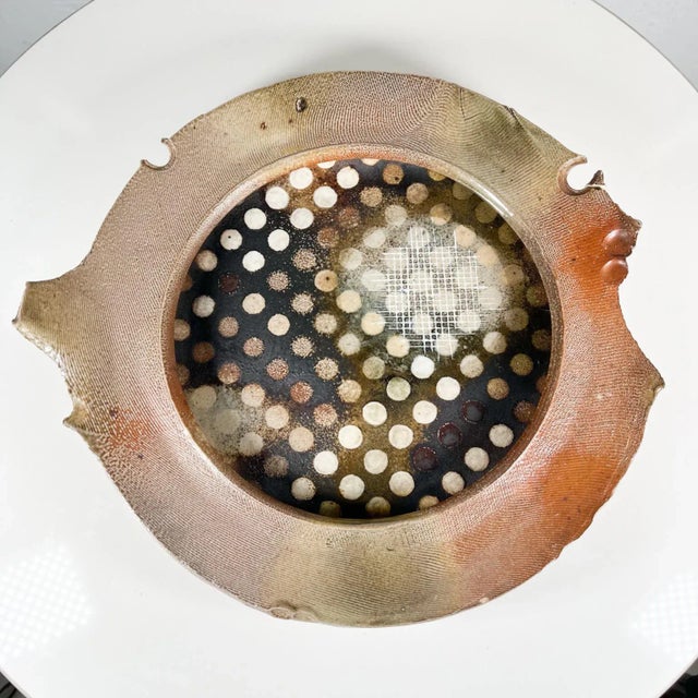 1980s Abstract Modernist Pottery Plate Sculpted Optical Art Signed For Sale - Image 12 of 12