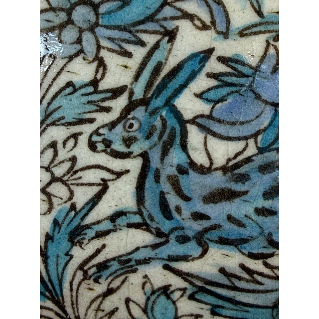 17th Century 17th Century Persian Round Decorative Blue & White Tile For Sale - Image 5 of 5