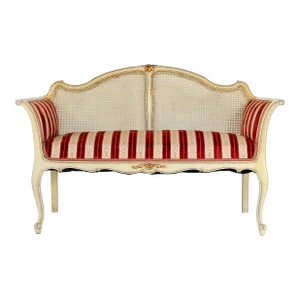 Louis XV Painted Caned Settee Loveseat